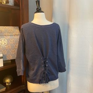 Juicy Couture Corset Navy long sleeve top cool back tie detail 3/4 sleeve